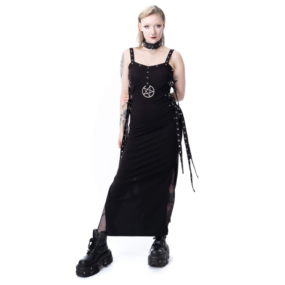 Heartless - Midnight Lament Maxi langes Kleid - Schwarz